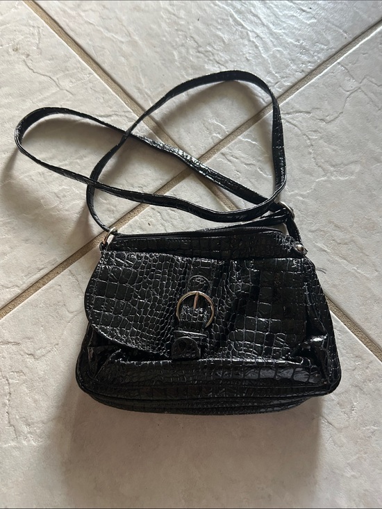 Handbags - Black Croc-Embossed Crossbody Bag shoulder bag